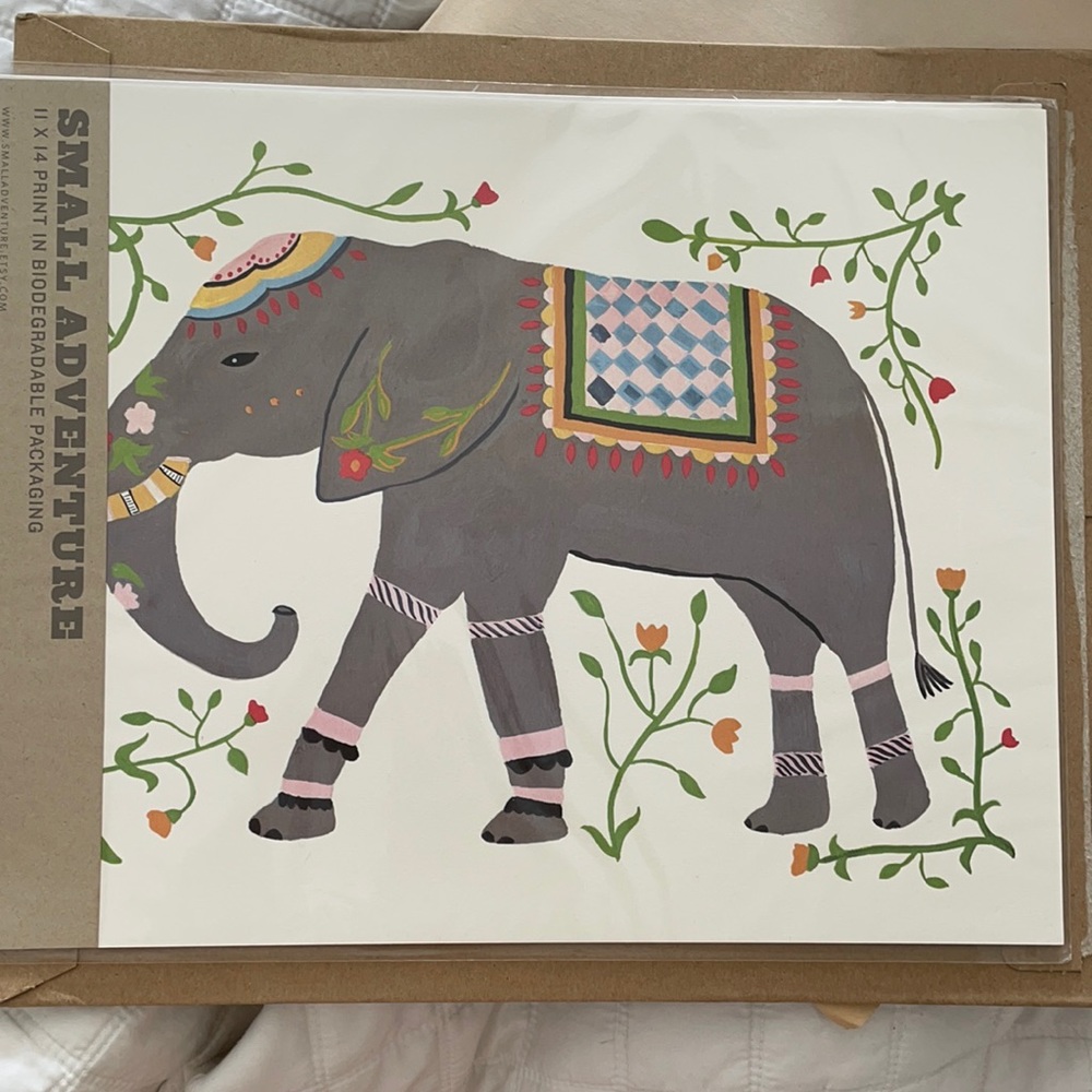 Small Adventure Elephant 11x14 art print